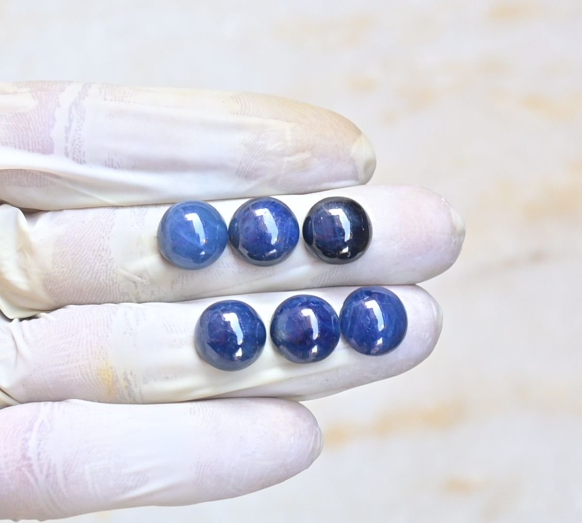 Natural Blue Sapphire Gemstone Smooth Round Shape Cabochon Shape High Quality Loose Gemstones For Jewelry Making 12 MM Size 6 Pcs V4055
