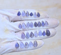 Natural Iolite Gemstone Hand Carved Leaf Shape Cabochon High Quality Loose Gemstones For Jewelry Making 7-12 MM Size 26 Pcs V4059