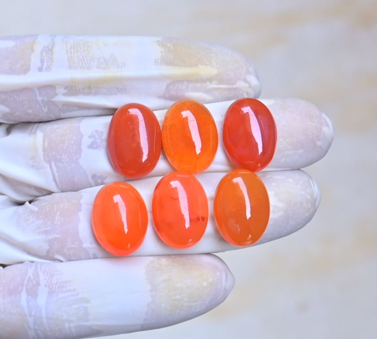 Natural Carnelian Gemstone Smooth Oval Shape Cabochon High Quality Loose Gemstones For Jewelry Making 17-18 MM Size 6 Pcs V4064