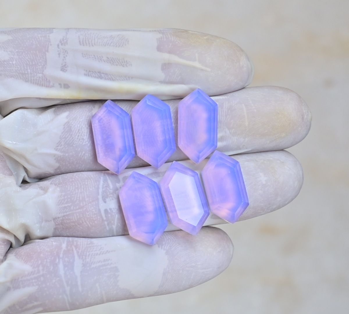 Natural Lavender Quartz Gemstone Step Cut Hexagon Shape Cabochon High Quality Loose Gemstones For Jewelry Making 20x10 MM Size 6 Pcs V4092