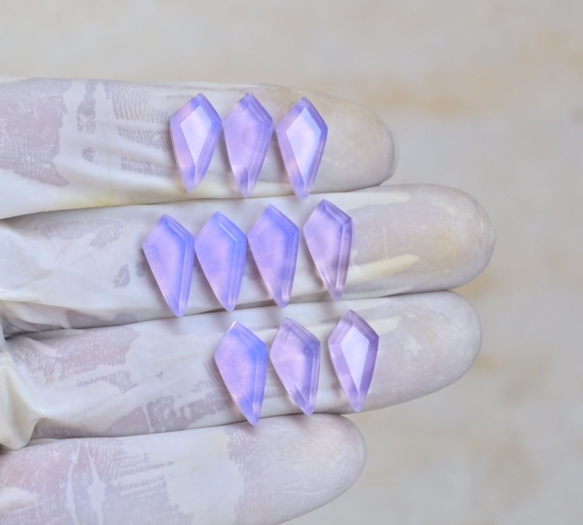 Natural Lavender Quartz Gemstone Step Cut Fancy Shape Cabochon High Quality Loose Gemstones For Jewelry Making 16x8 MM Size 10 Pcs V4093