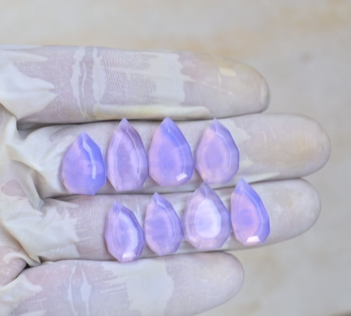 Natural Lavender Quartz Gemstone Step Cut Pear Shape Cabochon High Quality Loose Gemstones For Jewelry Making 8-16 MM Size 8 Pcs V4094