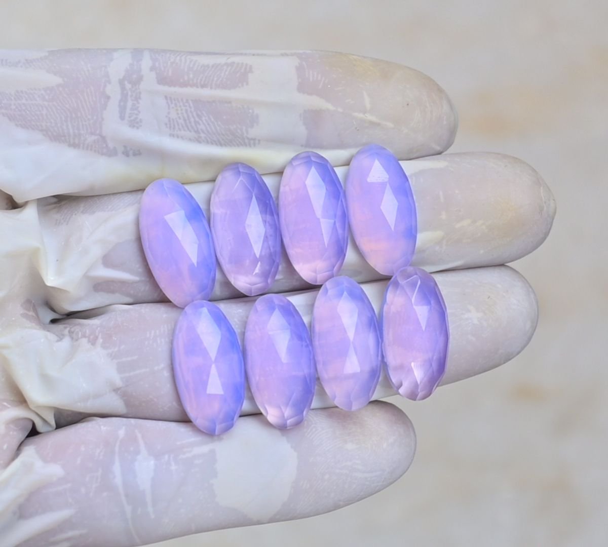 Natural Lavender Quartz Gemstone Rose Cut Oval Shape Cabochon High Quality Loose Gemstones For Jewelry Making 20x10 MM Size 8 Pcs V4097