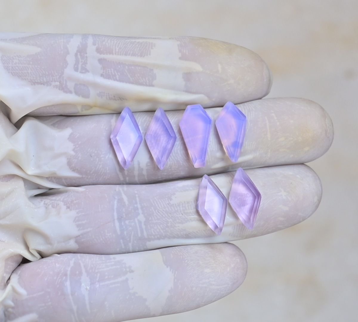 Natural Lavender Quartz Gemstone Step Cut Fancy Shape Cabochon High Quality Loose Gemstones For Jewelry Making 16x8 MM Size 6 Pcs V4100