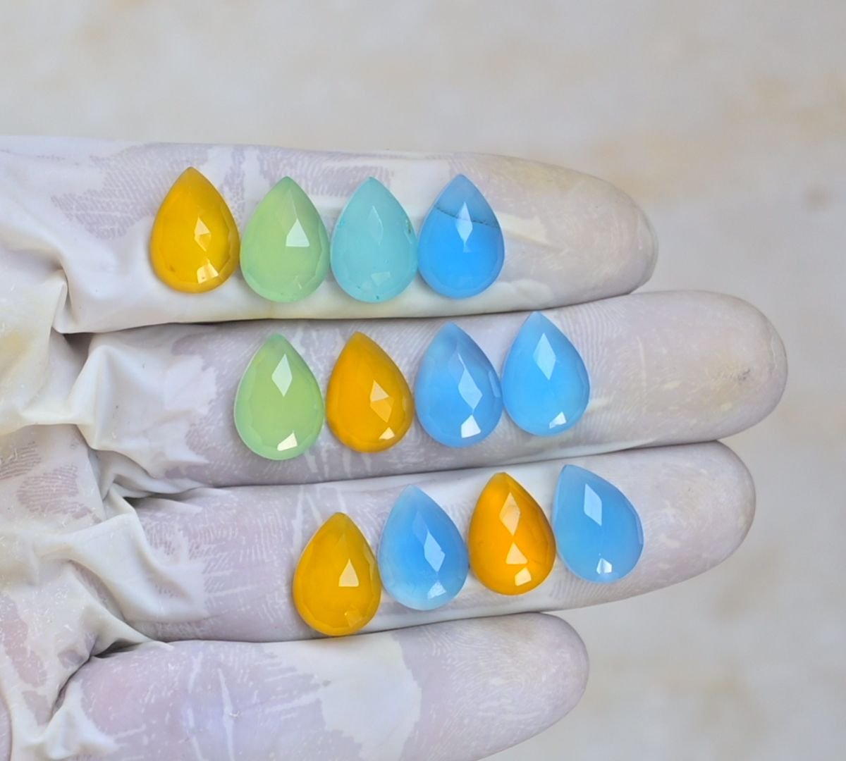 Natural Chalcedony Gemstone Rose Cut Pear Shape Cabochon High Quality Loose Gemstones For Jewelry Making 14x10 MM Size 12 Pcs V4101