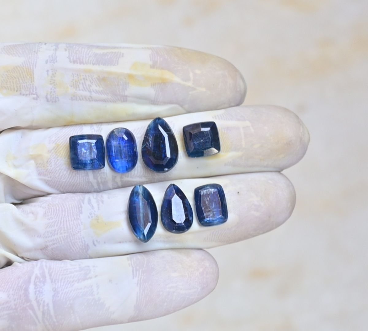Natural Blue Kyanite Gemstone Step Cut Mix Shape Cabochon High Quality Loose Gemstones For Jewelry Making 9-15 MM Size 7 Pcs V4104