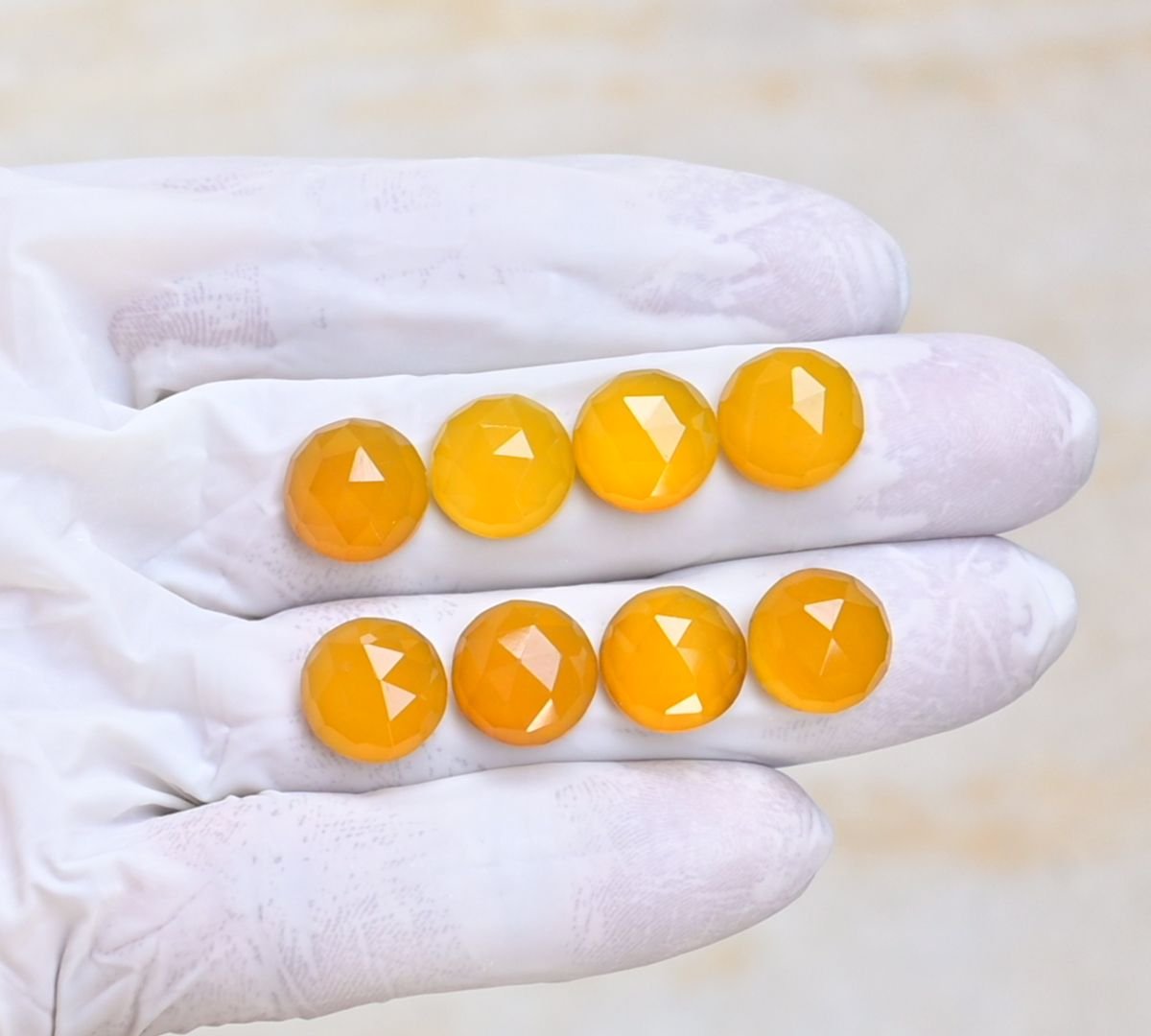 Natural Yellow Chalcedony Gemstone Rose Cut Round Shape Cabochon High Quality Loose Gemstones For Jewelry Making 12 MM Size 8 Pcs V4108
