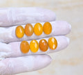 Natural Yellow Chalcedony Gemstone Rose Cut Oval Shape Cabochon High Quality Loose Gemstones For Jewelry Making 14x10 MM Size 8 Pcs V4110