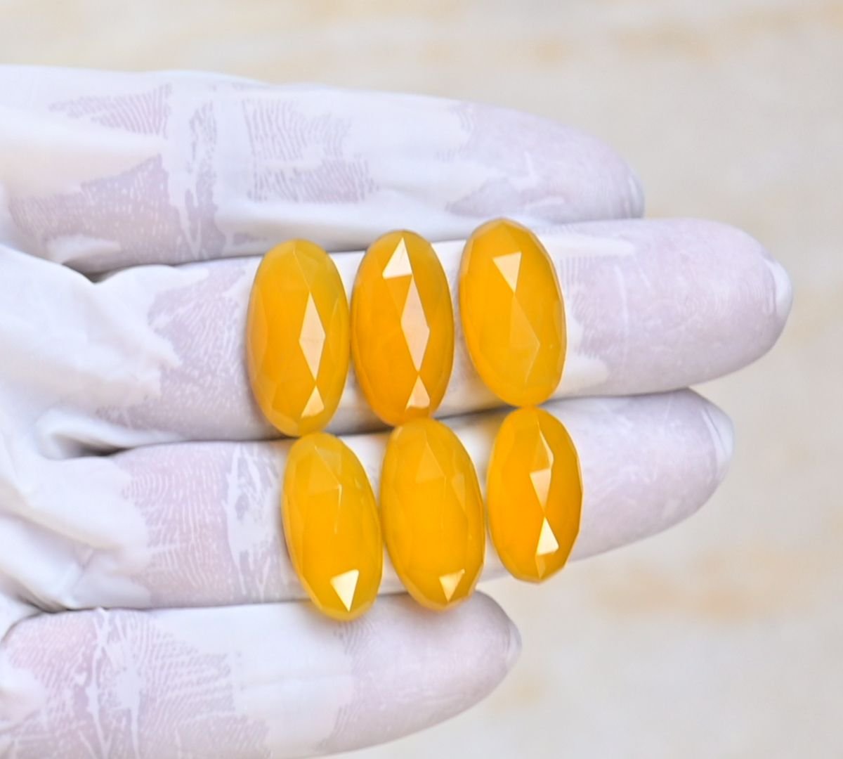 Natural Yellow Chalcedony Gemstone Rose Cut Oval Shape Cabochon High Quality Loose Gemstones For Jewelry Making 12x11 MM Size 6 Pcs V4111