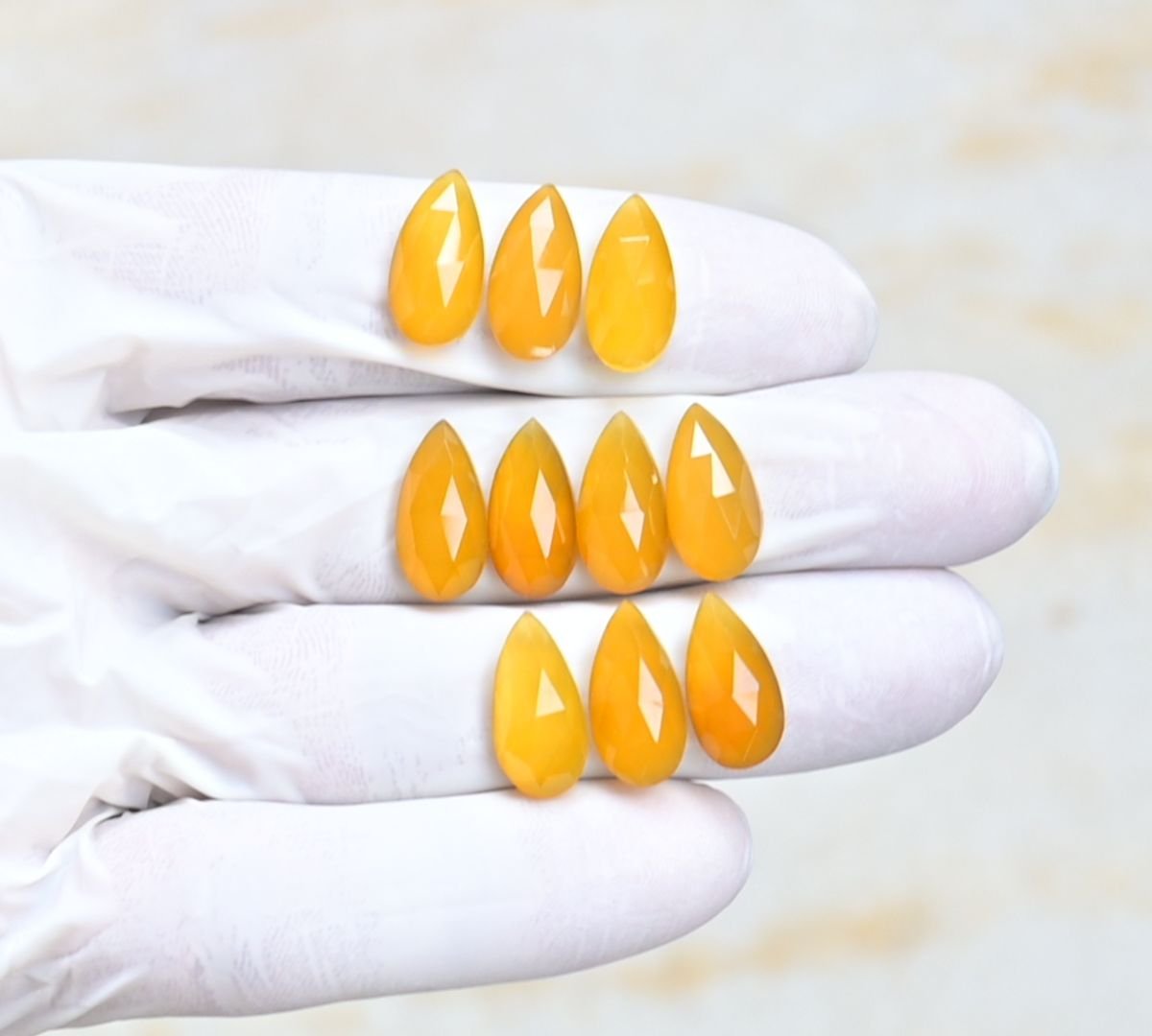 Natural Yellow Chalcedony Gemstone Rose Cut Pear Shape Cabochon High Quality Loose Gemstones For Jewelry Making 16x8 MM Size 10 Pcs V4112