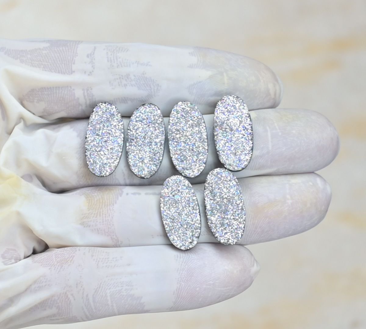 Titanium Druzy Gemstone Smooth Oval Shape Cabochon High Quality Loose Gemstones For Jewelry Making 20x10 MM Size 6 Pcs V4114