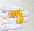Natural Yellow Chalcedony Gemstone Rose Cut Pear Shape Cabochon High Quality Loose Gemstones For Jewelry Making 20x10 MM Size 6 Pcs V4117