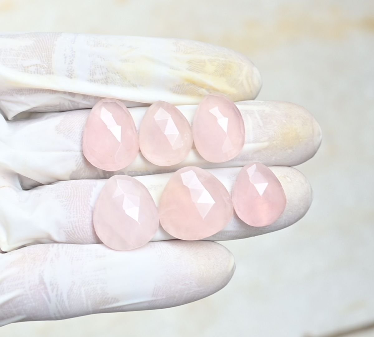 Natural Rose Quartz Gemstone Rose Cut Fancy Shape Cabochon High Quality Loose Gemstones For Jewelry Making 16-19 MM Size 6 Pcs V4122