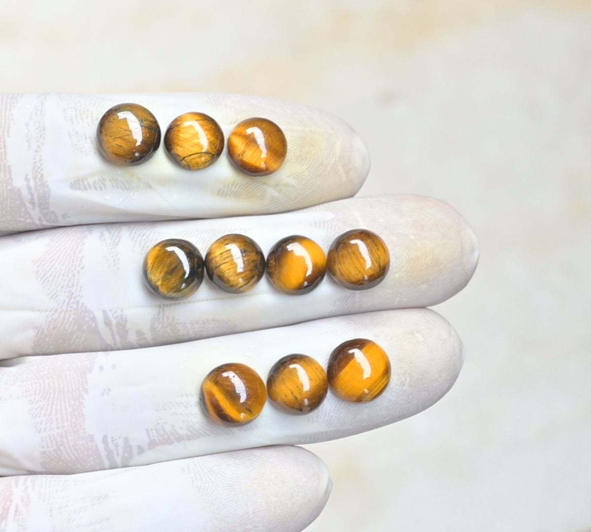 Natural Tiger Eye Gemstone Smooth Round Shape Cabochon Shape High Quality Loose Gemstones For Jewelry Making 9 MM Size 10 Pcs V4124