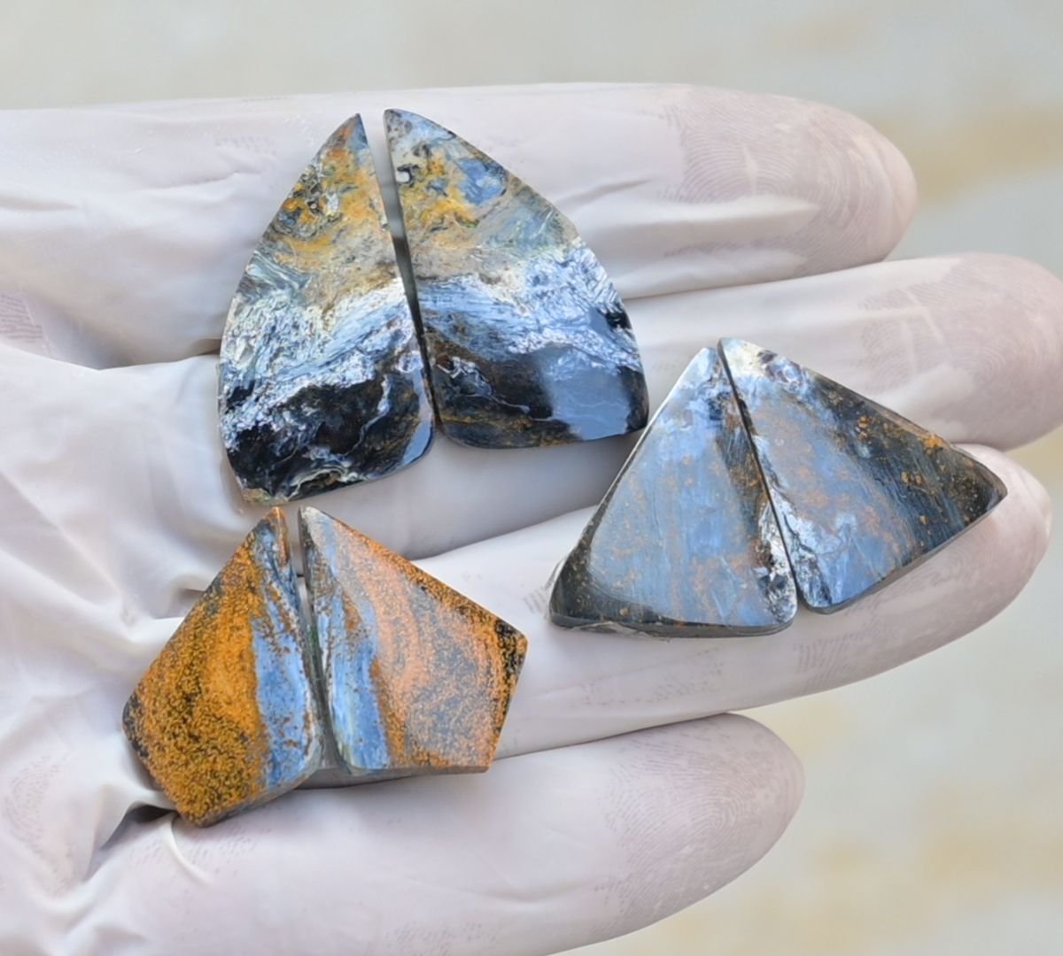 Natural Pietersite Gemstone Smooth Fancy Shape Cabochon High Quality Loose Gemstones For Jewelry Making 25-31 MM Size 3 Pair V4142