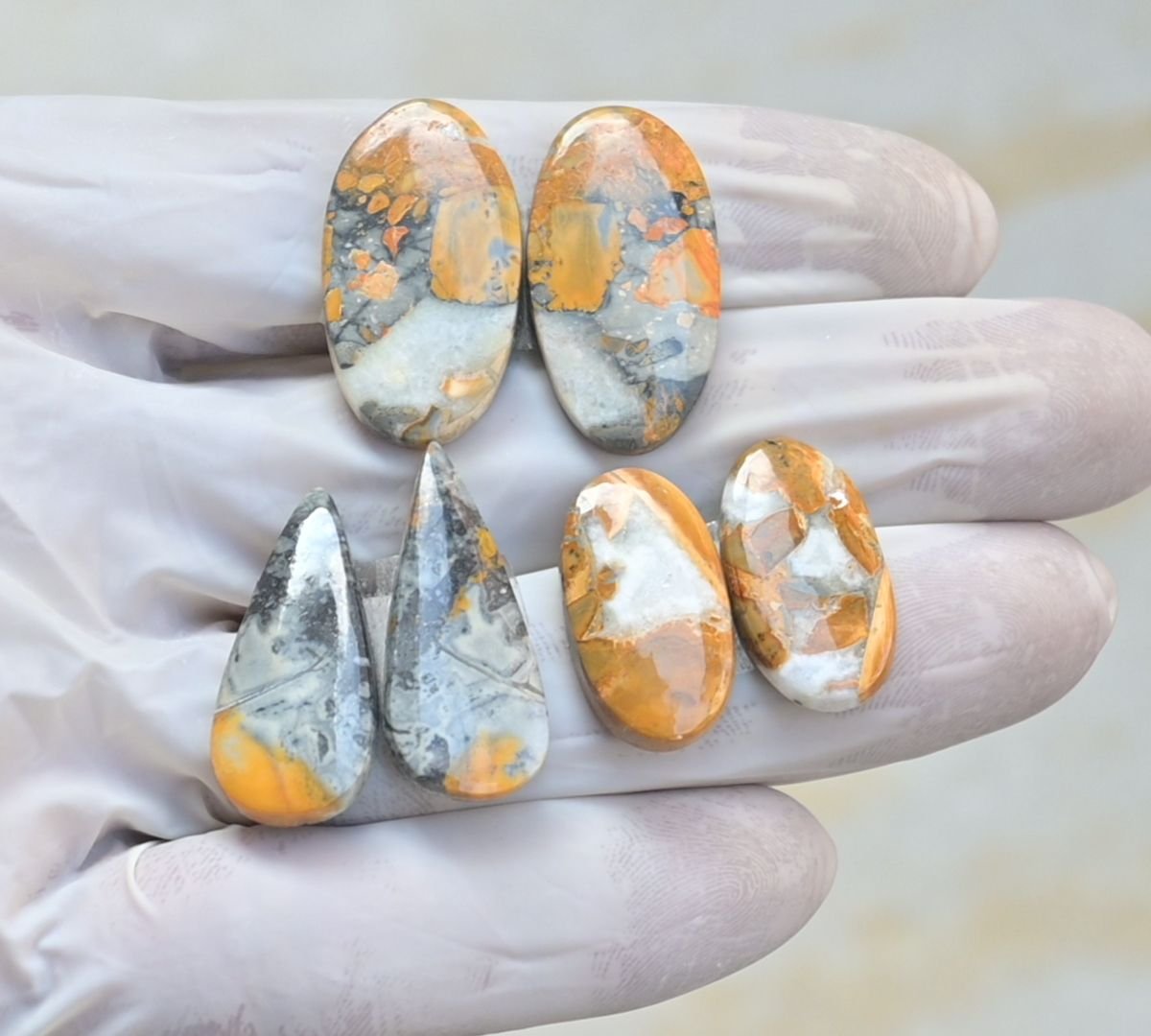 Natural Maligano Jasper Gemstone Smooth Mix Shape Cabochon High Quality Loose Gemstones For Jewelry Making 23-29 MM Size 3 Pair V4143