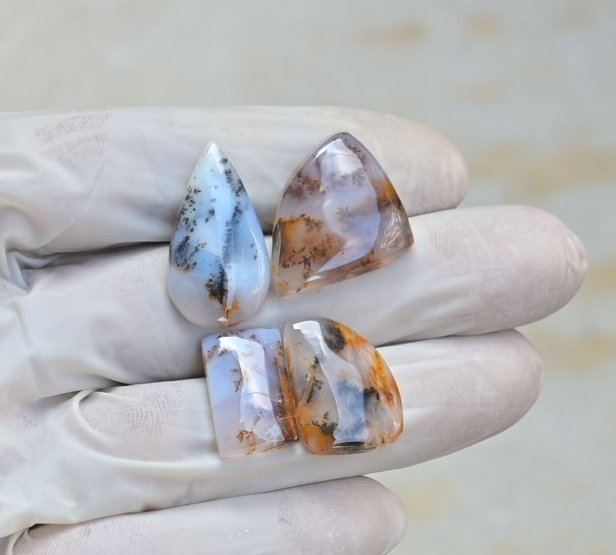 Natural Turkish Agate Gemstone Smooth Mix Shape Cabochon High Quality Loose Gemstones For Jewelry Making 18-27 MM Size 4 Pcs V4150