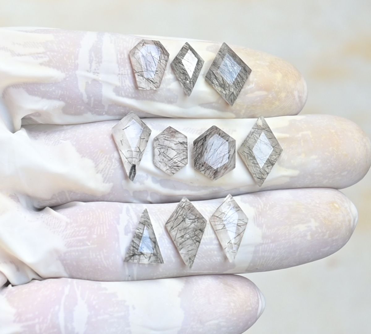 Natural Black Rutile Gemstone Step Cut Mix Shape Cabochon High Quality Loose Gemstones For Jewelry Making 10-16 MM Size 10 Pcs V4160