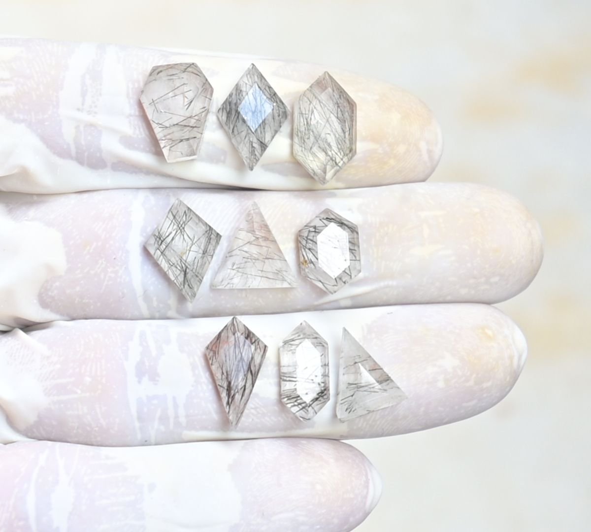 Natural Black Rutile Gemstone Step Cut Mix Shape Cabochon High Quality Loose Gemstones For Jewelry Making 10-16 MM Size 10 Pcs V4161