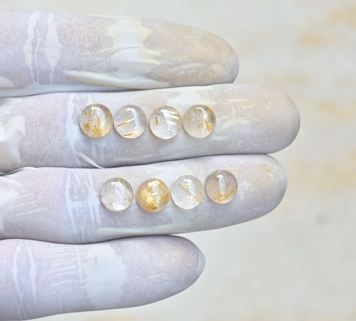 Natural Golden Rutile Gemstone Smooth Round Shape Cabochon High Quality Loose Gemstones For Jewelry Making 8 MM Size 8 Pcs V4164