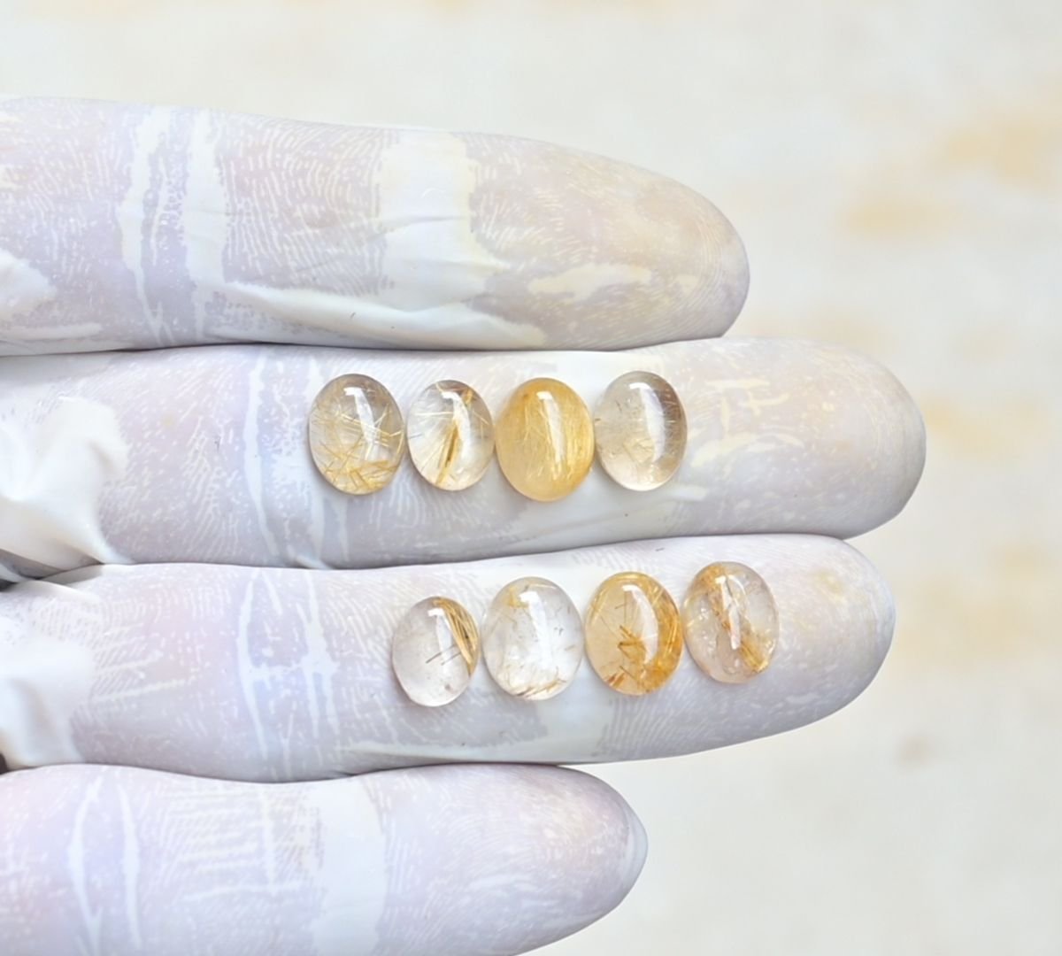 Natural Golden Rutile Gemstone Smooth Oval Shape Cabochon High Quality Loose Gemstones For Jewelry Making 9-10 MM Size 8 Pcs V4165