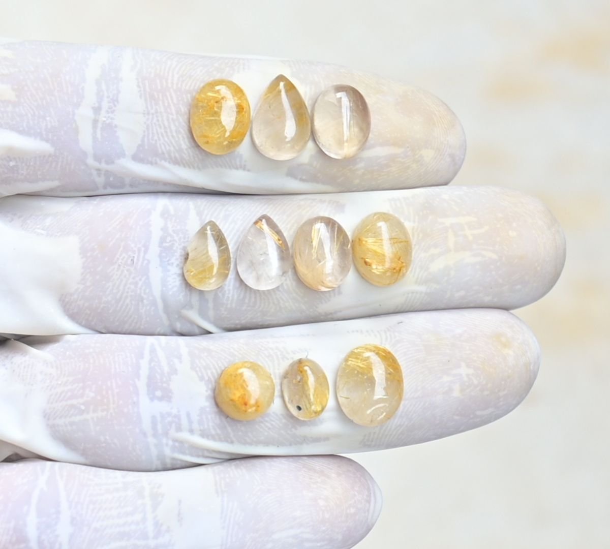 Natural Golden Rutile Gemstone Smooth Mix Shape Cabochon High Quality Loose Gemstones For Jewelry Making 8-12 MM Size 10 Pcs V4166