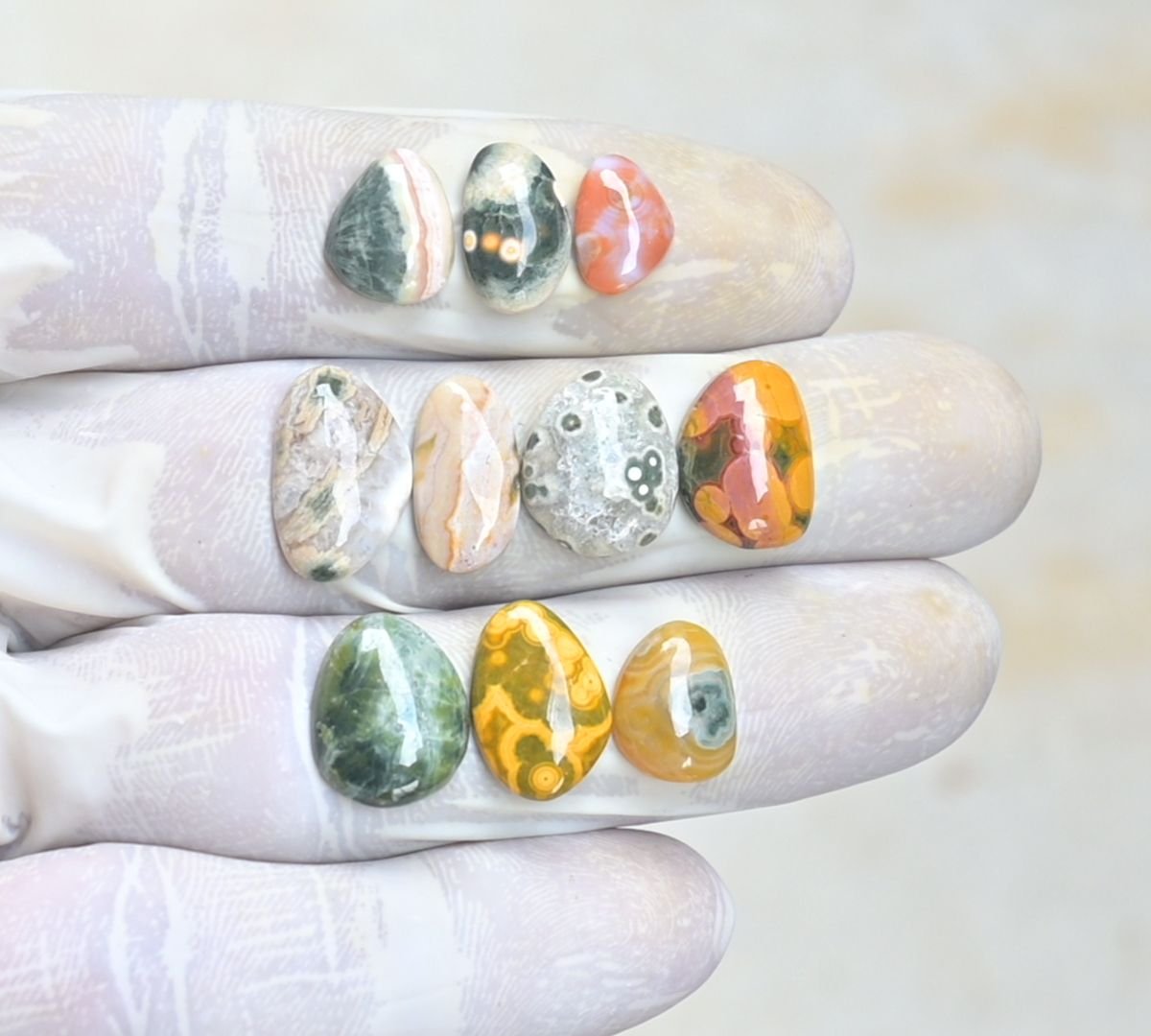 Natural Ocean Jasper Gemstone Smooth Fancy Shape Cabochon High Quality Loose Gemstones For Jewelry Making 11-16 MM Size 10 Pcs V4167