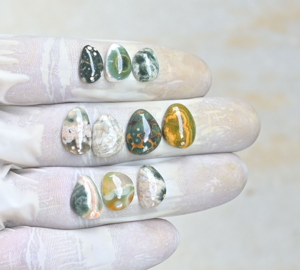 Natural Ocean Jasper Gemstone Smooth Fancy Shape Cabochon High Quality Loose Gemstones For Jewelry Making 11-14 MM Size 10 Pcs V4168
