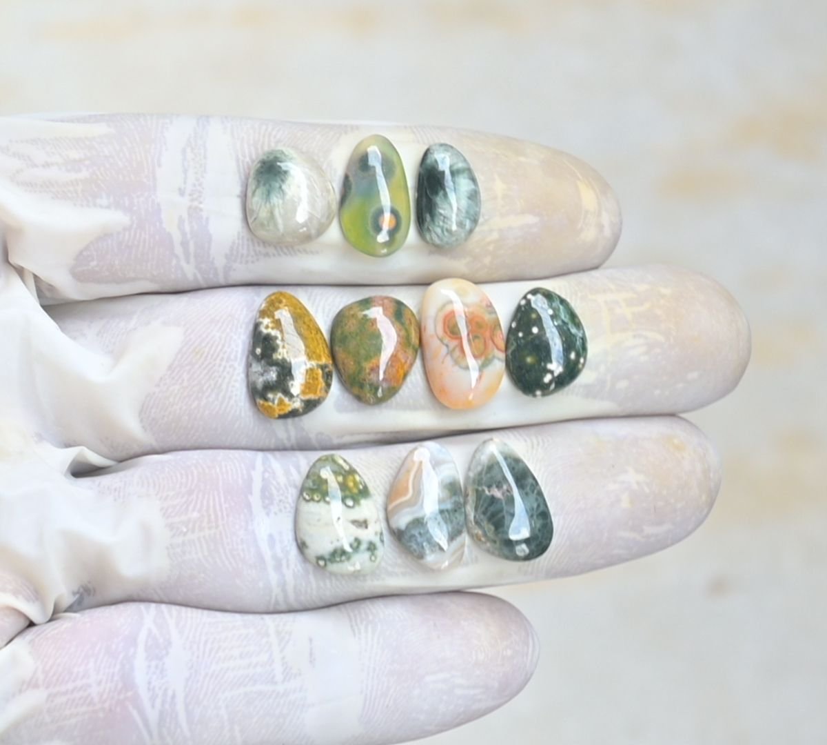 Natural Ocean Jasper Gemstone Smooth Fancy Shape Cabochon High Quality Loose Gemstones For Jewelry Making 11-15 MM Size 10 Pcs V4169