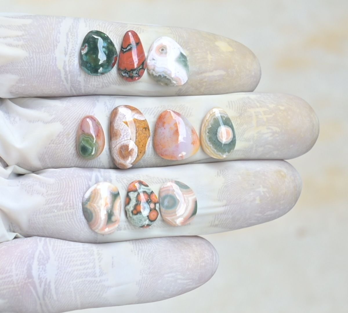 Natural Ocean Jasper Gemstone Smooth Fancy Shape Cabochon High Quality Loose Gemstones For Jewelry Making 11-16 MM Size 10 Pcs V4171