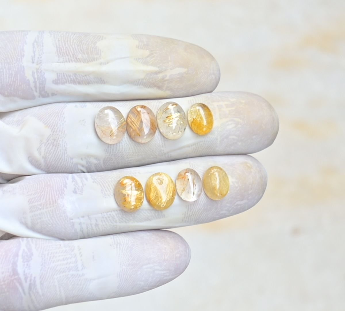 Natural Golden Rutile Gemstone Smooth Oval Shape Cabochon High Quality Loose Gemstones For Jewelry Making 9-10 MM Size 8 Pcs V4172