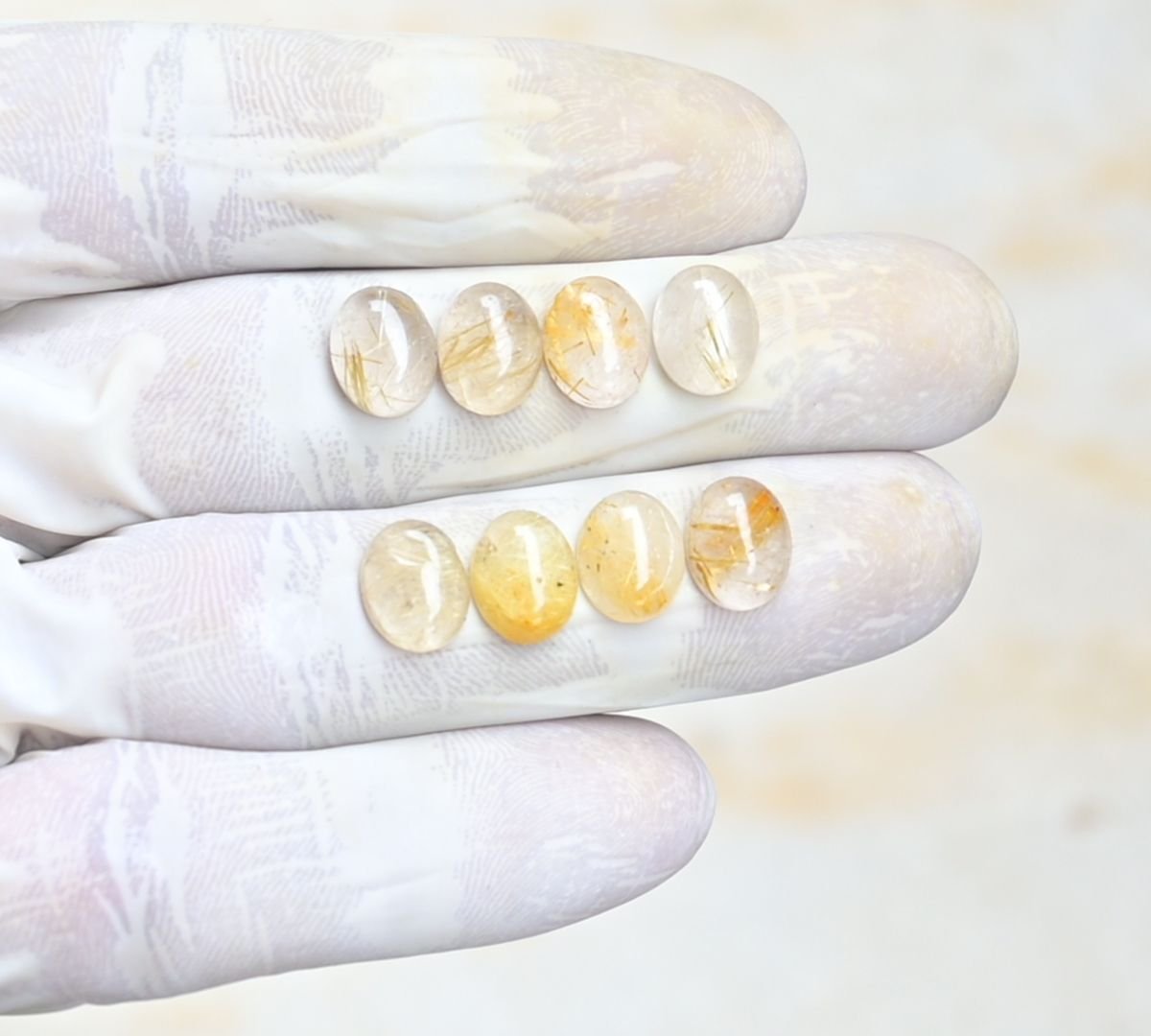 Natural Golden Rutile Gemstone Smooth Oval Shape Cabochon High Quality Loose Gemstones For Jewelry Making 10x8 MM Size 8 Pcs V4173
