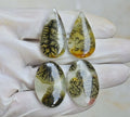 Natural Crystal With Scenic Effect Doublet Gemstone Smooth Mix Shape Cabochon High Quality Loose Gemstones For Jewelry Making 33-35 MM Size 4 Pcs V4176
