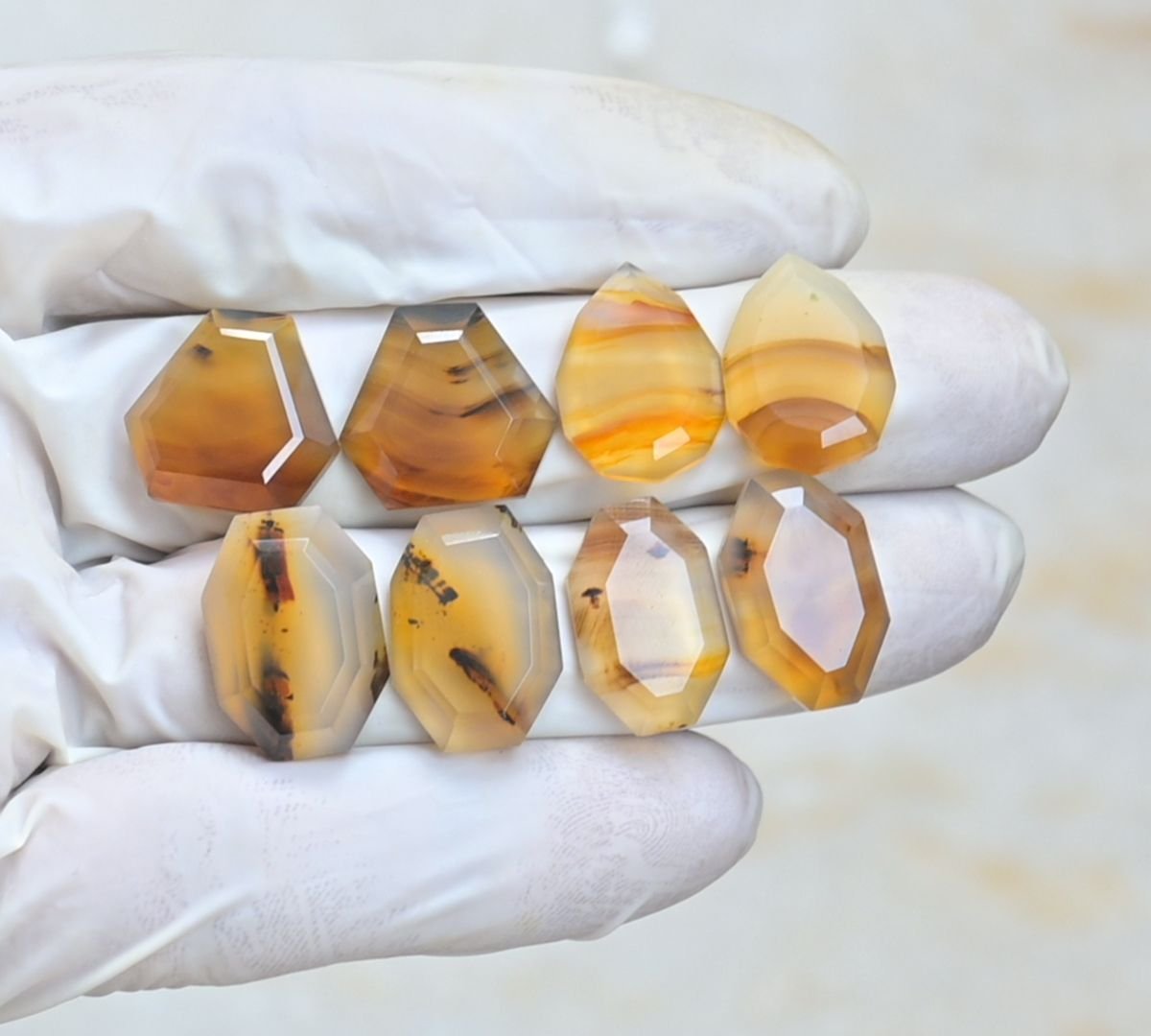Natural Montana Agate Gemstone Step Cut Fancy Shape Cabochon High Quality Loose Gemstones For Jewelry Making 16-20 MM Size 4 Pair V4178