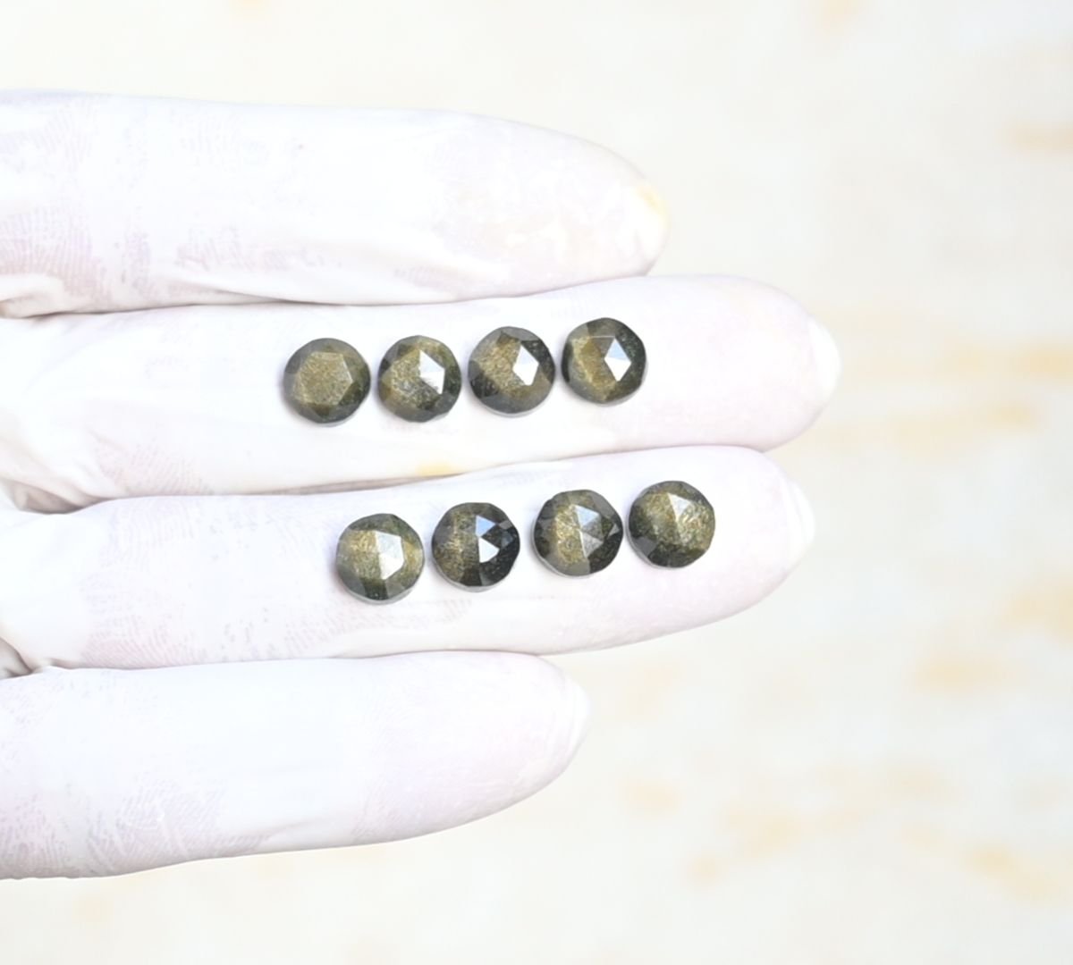 Natural Golden Obsidian Gemstone Rose Cut Round Shape Cabochon High Quality Loose Gemstones For Jewelry Making 8 MM Size 8 Pcs V4180