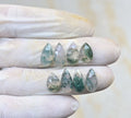Natural Moss Agate Gemstone Rose Cut Pear Shape Cabochon High Quality Loose Gemstones For Jewelry Making 11-15 MM Size 8 Pcs V4193