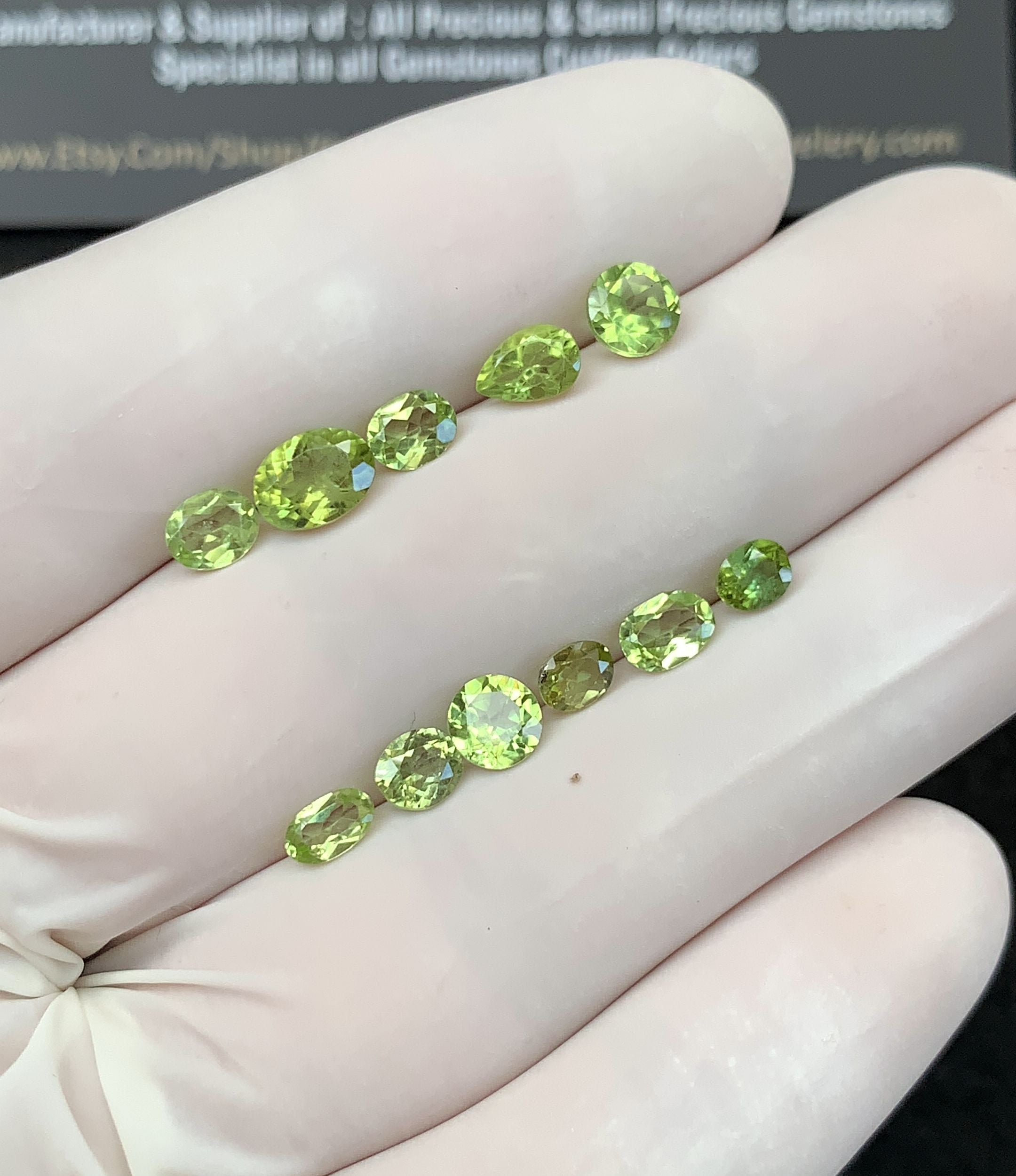 Natural Peridot Gemstone Faceted Cut Mix Shape High Quality Loose Gemstone For Jewelry Making Wholesalegems 4-6 MM Size 11 Pcs SM25339