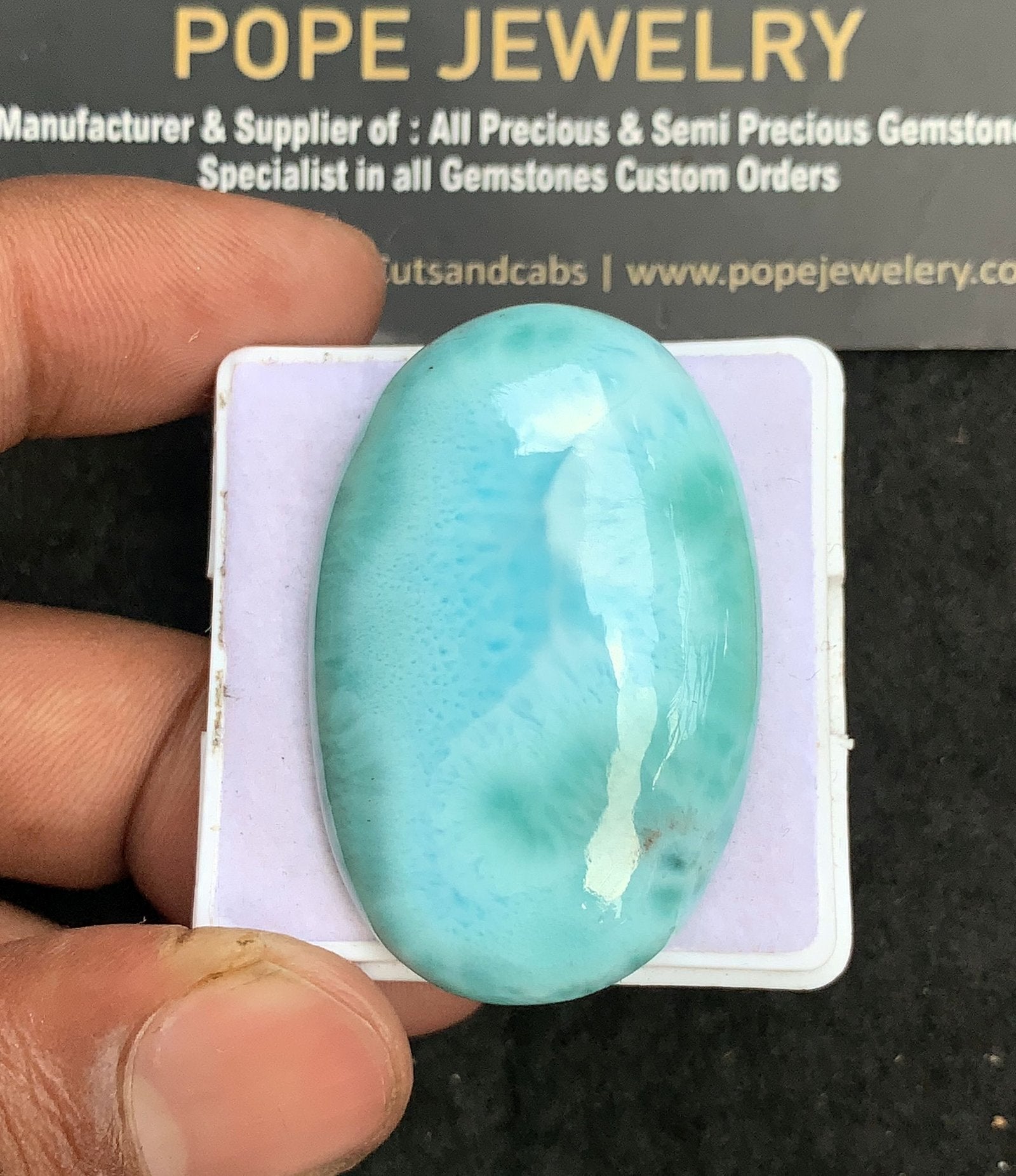 Natural Larimar Gemstone Smooth Oval Shape Cabochon High Quality Loose Gemstones For Jewelry Making 43x28x9 MM Size V3689