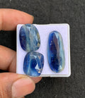 Natural Bi Color Kyanite Gemstone Rose Cut Mix Shape Cabochon High Quality Loose Gemstones For Jewelry Making 18-32 MM Size 3 Pcs V4553