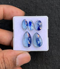Natural Bi Color Kyanite Gemstone Rose Cut Mix Shape Cabochon High Quality Loose Gemstones For Jewelry Making 12-19 MM Size 5 Pcs V4554