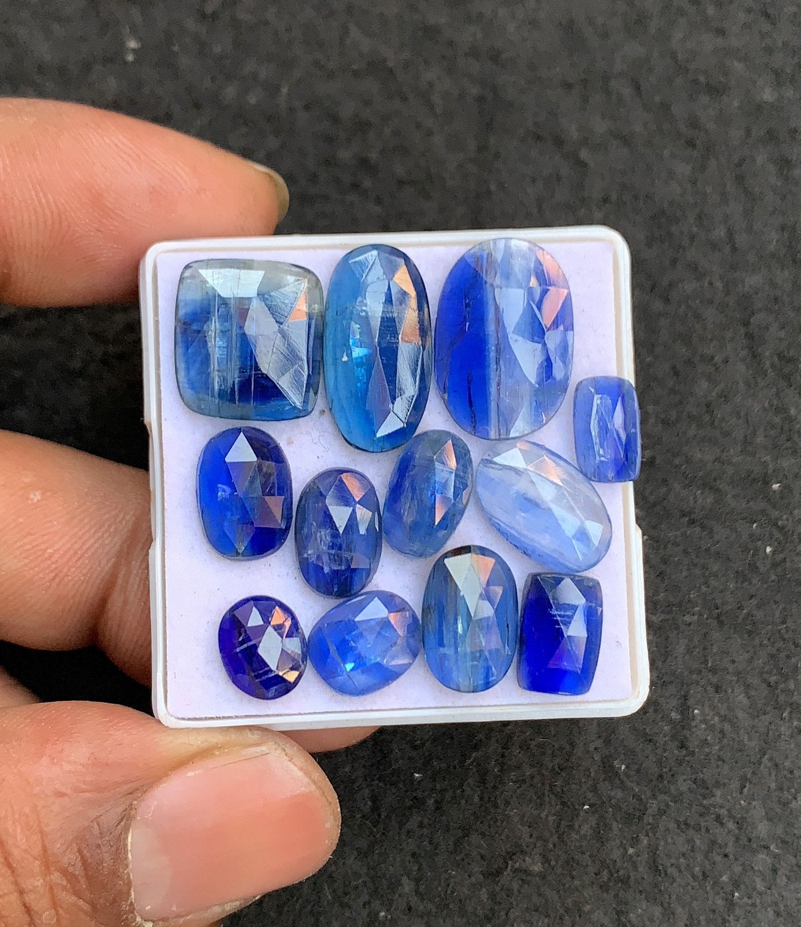 Natural Bi Color Kyanite Gemstone Rose Cut Mix Shape Cabochon High Quality Loose Gemstones For Jewelry Making 9-17 MM Size 12 Pcs V4555