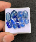 Natural Blue Kyanite Gemstone Rose Cut Mix Shape Cabochon High Quality Loose Gemstones For Jewelry Making 6-14 MM Size 12 Pcs V4557