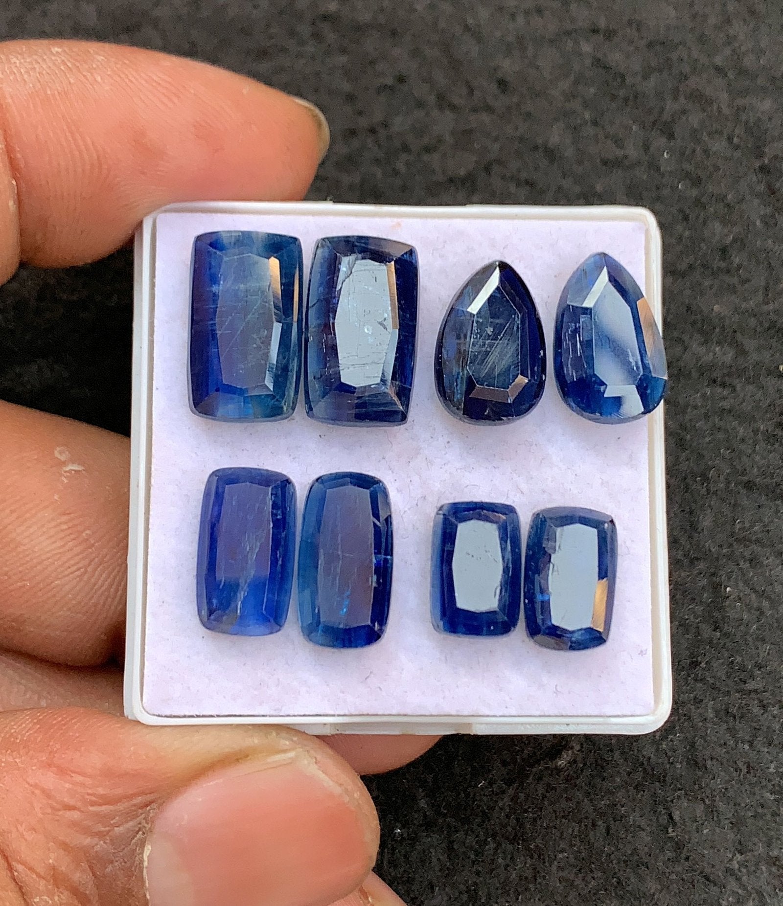 Natural Blue Kyanite Gemstone Step Cut Mix Shape Cabochon High Quality Loose Gemstones For Jewelry Making 10-15 MM Size 4 Pair V4558