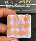 Natural Peach Moonstone Gemstone Hand Carved Cut Leaf Shape Cabochon High Quality Loose Gemstones For Jewelry Making 12x10 MM Size 12 Pc V3710