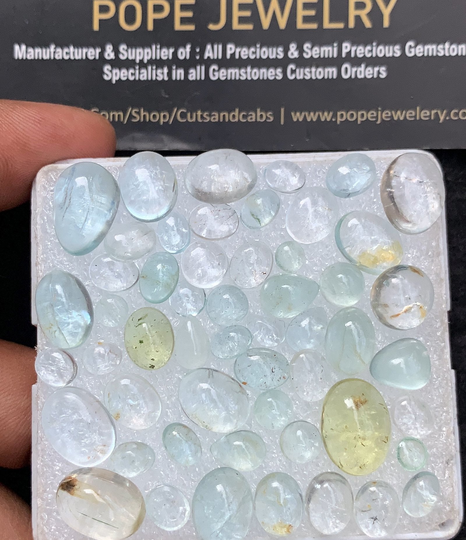 Natural Aquamarine Gemstone Smooth Mix Shape Cabochon High Quality Loose Gemstones For Jewelry Making 4-14 MM Size 53 Pc V3711