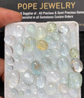 Natural Aquamarine Gemstone Smooth Mix Shape Cabochon High Quality Loose Gemstones For Jewelry Making 4-14 MM Size 50 Pc V3712
