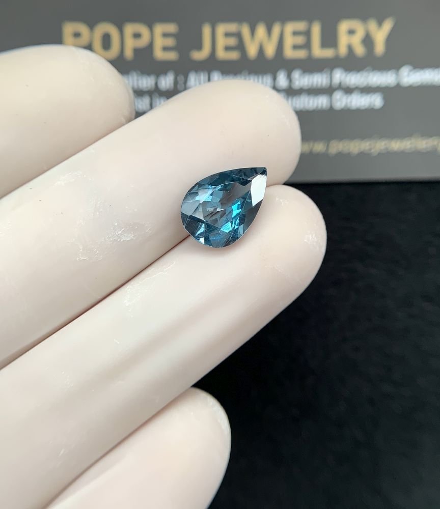Natural London Blue Topaz Gemstone Faceted Cut Pear Shape High Quality Loose Gemstones For Jewelry Making 12x8x5 MM Size 1 Pcs SM24366