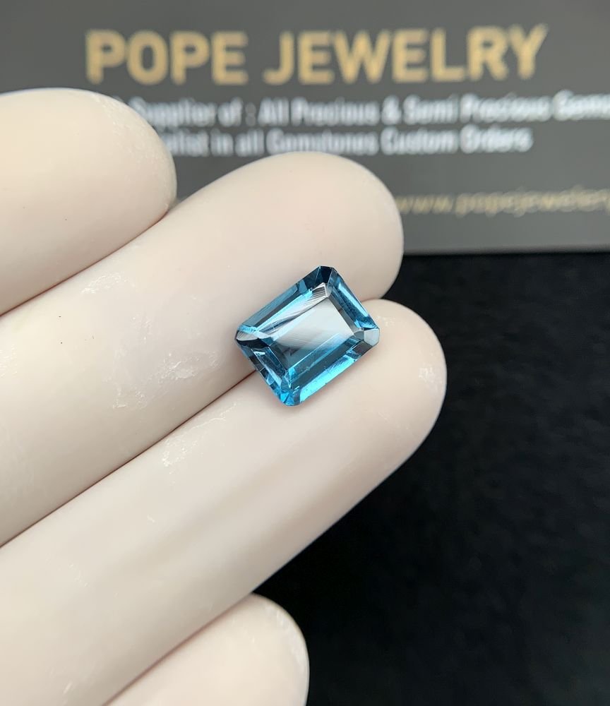 Natural London Blue Topaz Gemstone Faceted Cut Rectangle Shape High Quality Loose Gemstones For Jewelry Making 10x8x4 MM Size 1 Pcs SM24367