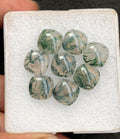 Natural Moss Agate Gemstone Smooth Cushion Shape Cabochon High Quality Loose Gemstones For Jewelry Making 12 MM Size 9 Pcs V4564