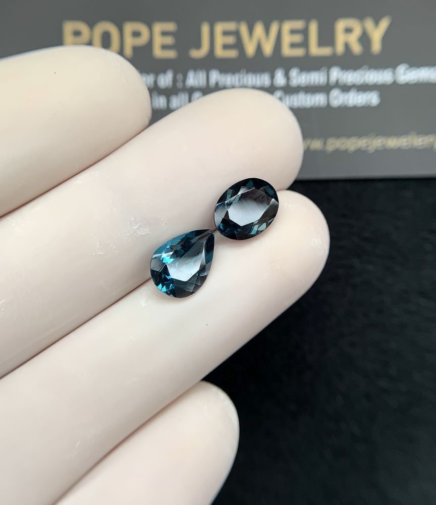 Natural London Blue Topaz Gemstone Faceted Cut Mix Shape High Quality Loose Gemstones For Jewelry Making 9-10 MM Size 2 Pcs SM24374